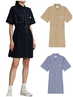 CHOCOOLATE女装短袖中长款腰带连衣裙2025夏季新品简约工装2601