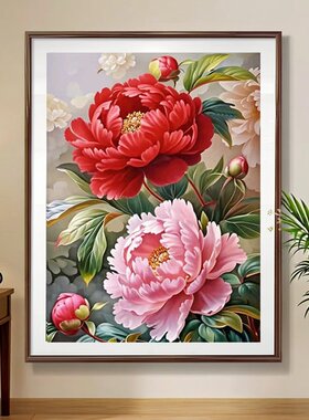 牡丹盛放钻石画方钻满钻十字绣