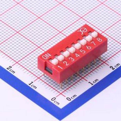 DSWB08LHGET 间距2.54mm 平拨,凸起式 8位拨码开关 插件 拨码开关