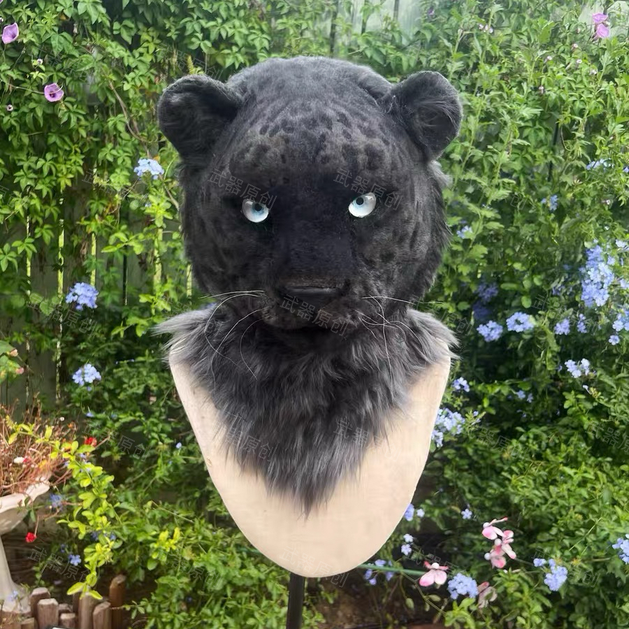写实黑豹兽头定制cosplay头套福瑞控furry 兽装可开合口腔原创