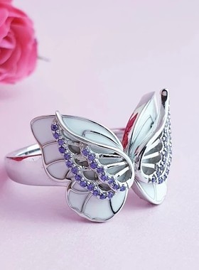 华杰 跨境热卖新款蝴蝶戒指滴胶创意款动物造型女士饰品