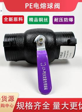 HDPE给水管pe电熔球阀63 90 110 160PE钢丝网骨架管配件热熔阀门