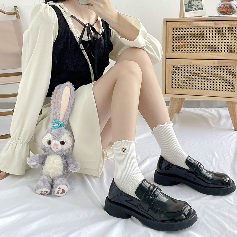 木耳边袜子女中筒夏季薄款jk棉