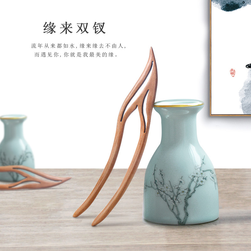 小李子发簪桃木时尚简约图片