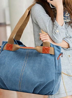 帆布包包简约休闲百搭斜挎包女包大容量手提单肩包中年妈妈上班包