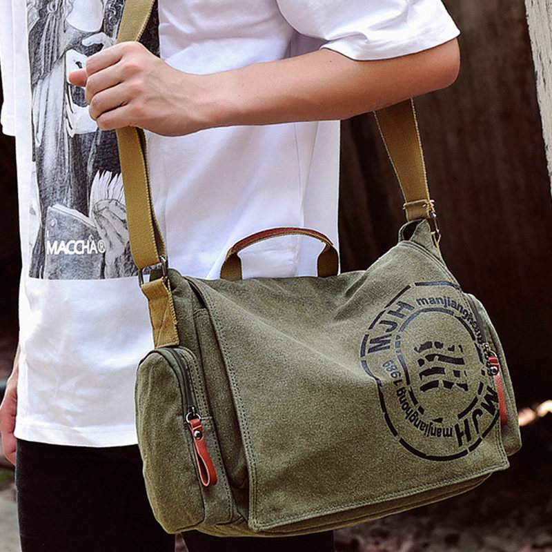 帆布斜挎包男包单肩包潮男士包包商务休闲运动手提包横款学生书包,箱包皮具/热销女包/男包,男士包袋,淘宝优惠券,粉丝福利购,淘宝优惠卷