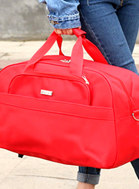 防水手提旅行包拉杆包旅游大容量男女行李包结婚大红色短途旅行袋