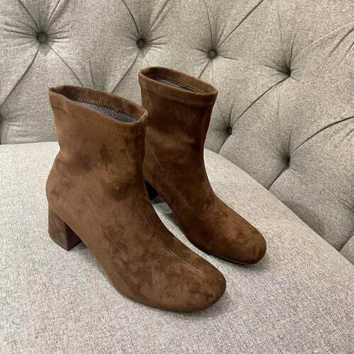增高8cm~加绒粗跟短靴