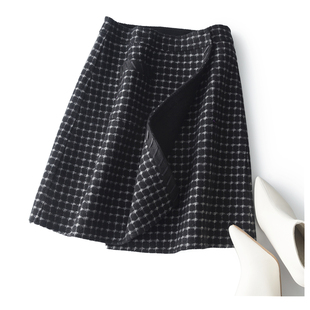 立显大长腿~气质撞色千鸟格围裹式双面羊毛呢A字短裙半身裙女秋冬