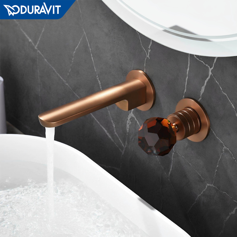 DURAVIT/杜拉维特玫瑰金隐藏预埋暗装入墙式面盆全铜冷热水龙头