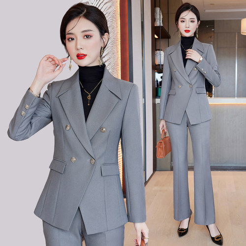 职业西装套装女春双排扣西服外套