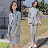 修身 高级感西装 灰色正装 女春职业装 气质工作服女神范西服外套 套装