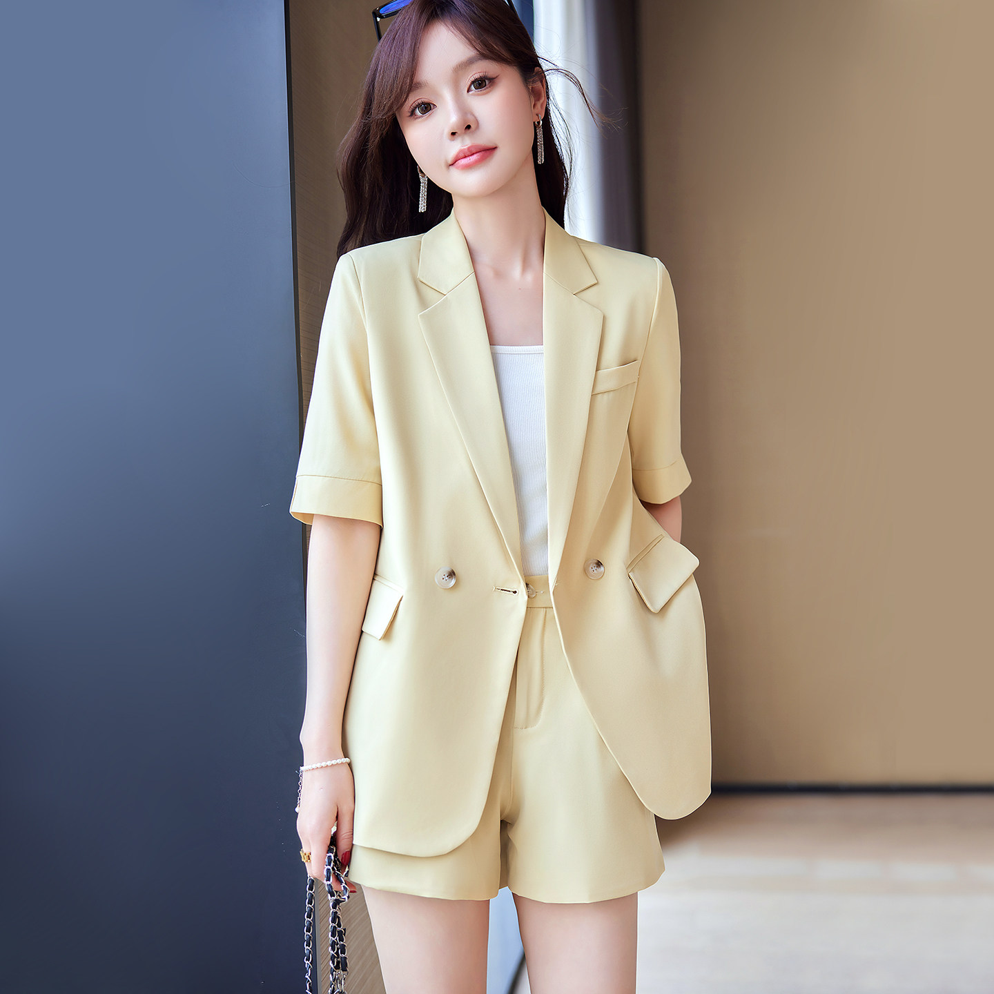 短袖西装套装女高级感宽松工作服图片