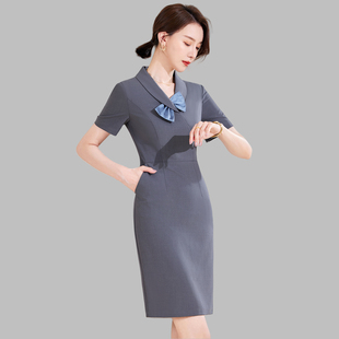 职业装连衣裙女夏酒店前台接待售楼部置业顾问美容院珠宝店工作服