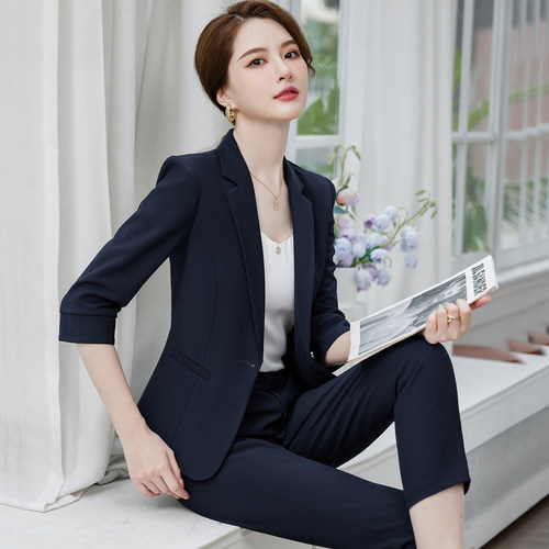 薄款西装套装女夏短袖气质工作服