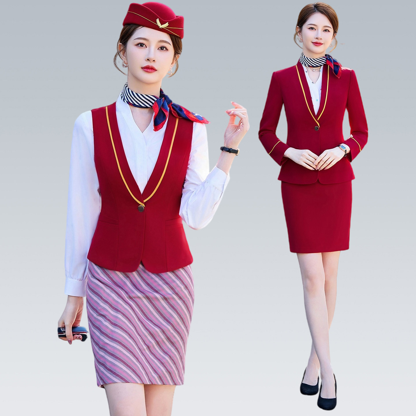 空姐制服职业套装高端工作服女南航高铁物业售楼珠宝酒店前台工装