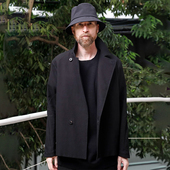 夹克设计师复古单排扣绅士翻领休闲男 黑色纯棉工装 YAMAMOTO