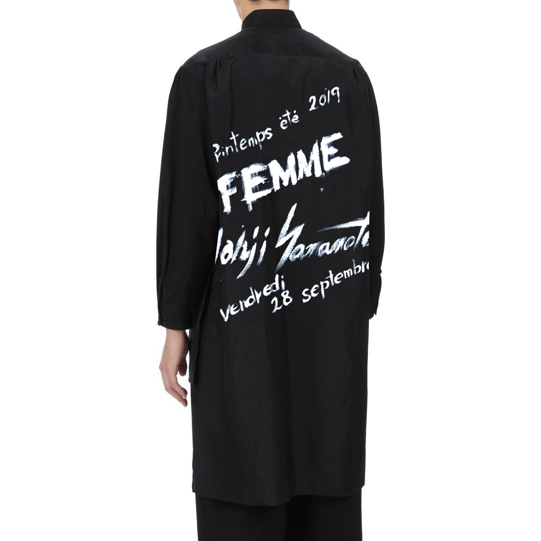 乙丿乙乀03 yohji yamamoto毛笔书法写意签名男长款山本耀司衬衫