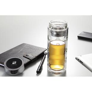 名到MIODO 双层玻璃杯 随手泡茶独特圆点设计 MD-85202 300ml