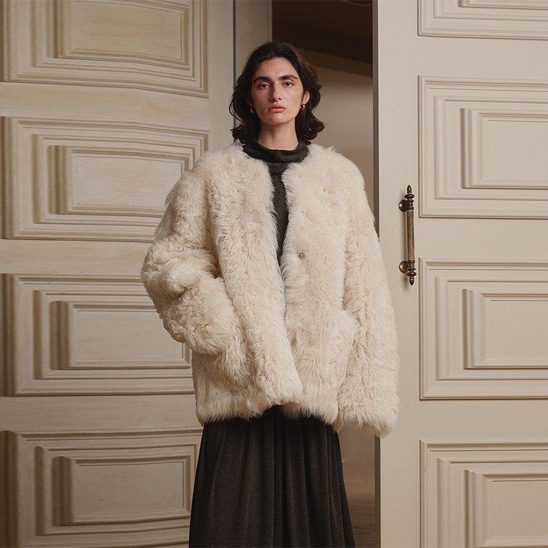 【现货】ECRIVAIN 25AW 托卡半卷皮草长外套 DOUBLEBOO