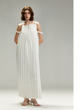 【现货】MAYALI 25SS 水溶花压褶编织吊带连衣裙 DOUBLEBOO