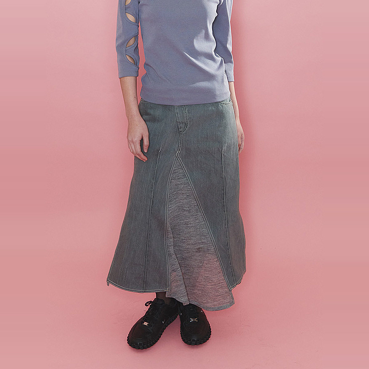 【现货】ODLYWORKSHOP 25SS 多层混合褶皱下摆长裙 DOUBLEBOO