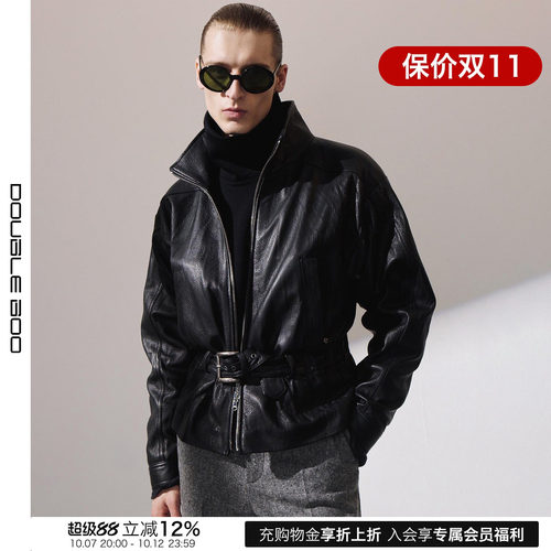 【现货】RECTO 26秋冬新款高领束腰皮质外套男女同款 DOUBLEBOO
