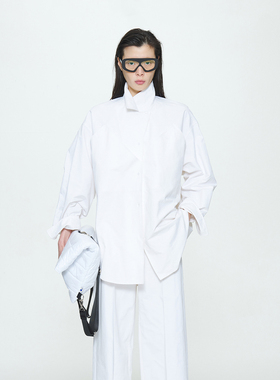 PUSHBUTTON 23PF 百搭白色宽松版型斜插袋衬衫 DOUBLE BOO 买手店