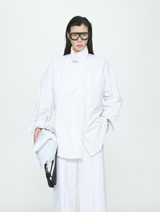 PUSHBUTTON 23PF 百搭白色宽松版型斜插袋衬衫 DOUBLE BOO 买手店