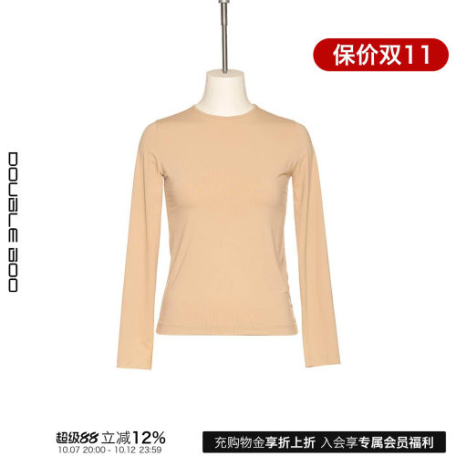 【现货】PUSHBUTTON 25PS 早春新款修身圆领长袖T恤女 DOUBLE BOO