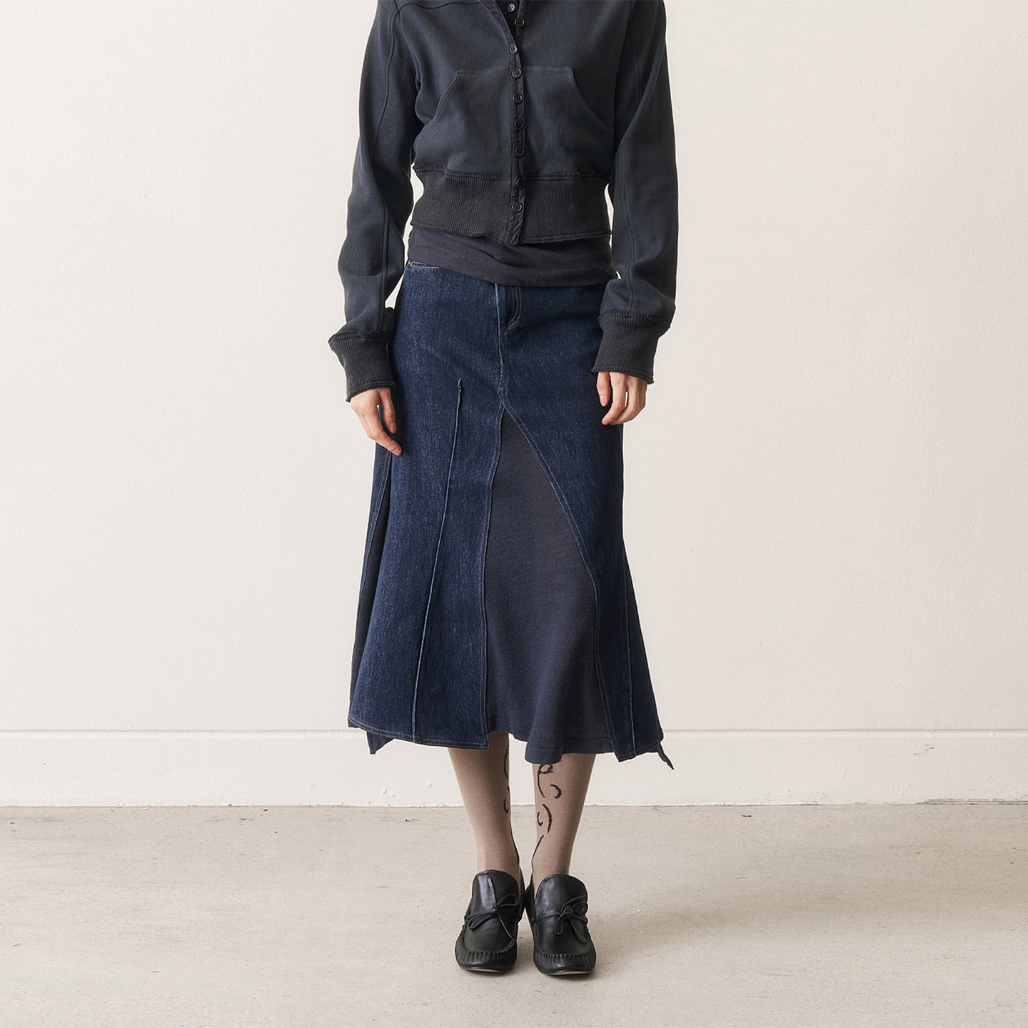 【现货】ODLYWORKSHOP 25SS 多层混合褶皱下摆长裙 DOUBLEBOO