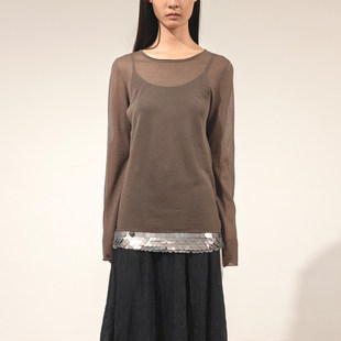 现货 亮片下摆拼接上衣 SWAYING 春夏新款 DOUBLEBOO 26SS