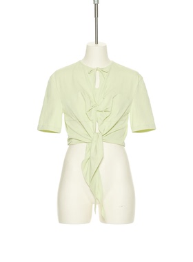 PUSHBUTTON 24PS 两色蝴蝶结绑带镂空短袖上衣 DOUBLE BOO 买手店