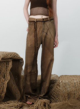 【现货】UNCHATGRIS 26SS 春夏新款印花直筒长裤 DOUBLEBOO