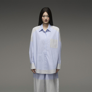 现货 Esme拼接条纹衬衫 DEAR 25FW DOUBLEBOO ALIEN