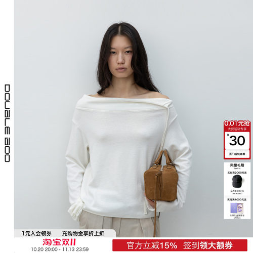 【现货】LOW CLASSIC 26秋冬露肩平纹针织上衣 DOUBLEBOO