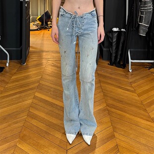 【现货】Natasha Zinko 25SS 新款微喇修身绑带牛仔裤 DOUBLEBOO
