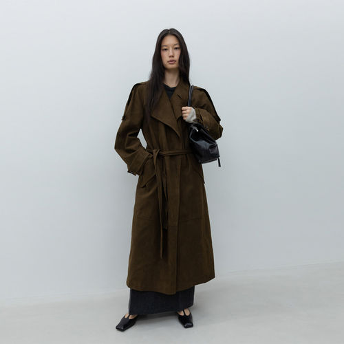 【现货】LOW CLASSIC 26FW 新款仿麂皮风衣 DOUBLEBOO