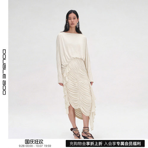 【现货】YINGPEI STUDIO 26SS 春夏新款褶皱长袖连身裙 DOUBLEBOO