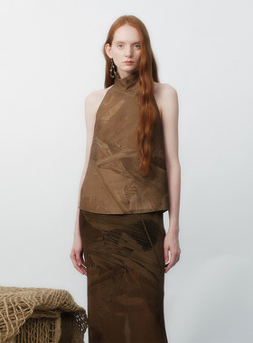 【现货】UNCHATGRIS 26SS 春夏新款印花露背上衣 DOUBLEBOO