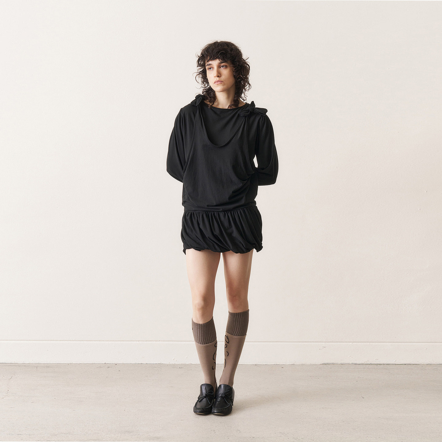 【现货】ODLYWORKSHOP 25AW 分层式圆领扭结连衣裙 DOUBLEBOO