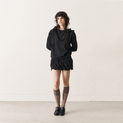 【现货】ODLYWORKSHOP 25AW 分层式圆领扭结连衣裙 DOUBLEBOO