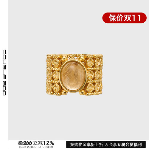 【现货】LOST IN ECHO 新款法式蕾丝编织水晶戒指大号 DOUBLEBOO