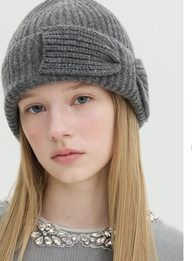 【现货】Brown Hat 25AW 新款玫瑰花结针织帽 DOUBLEBOO