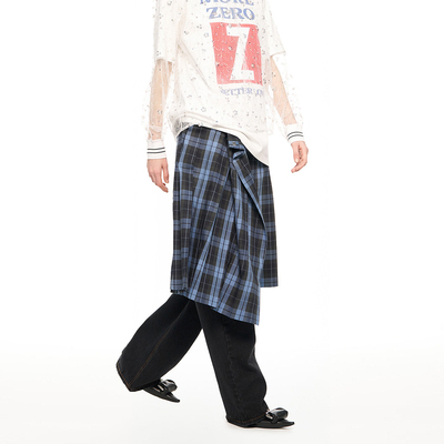 【现货】PUSHBUTTON 25FW 格纹前片打褶裙裤 DOUBLEBOO