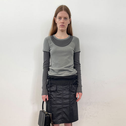 【现货】UN MUTE 26SS 春夏新款撞色罗纹长袖上衣 DOUBLEBOO