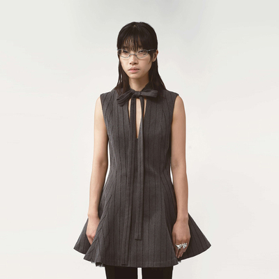 【现货】AVAVAV 25FW 灰色细条纹薄纱连衣裙 DOUBLEBOO