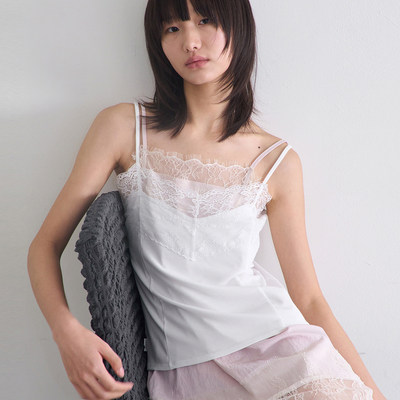 【现货】CERRIC 26SS 春夏新款蕾丝花边无袖上衣 DOUBLEBOO