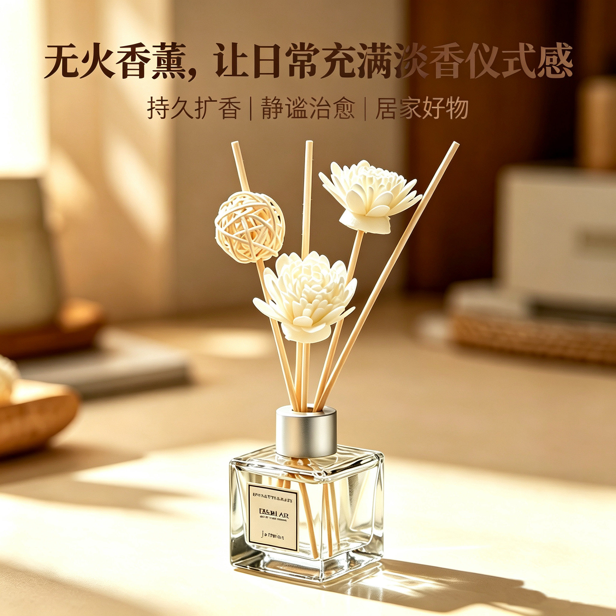 无火香薰精油干花藤条檀香熏家用卧室内香薰香水厕所除臭
