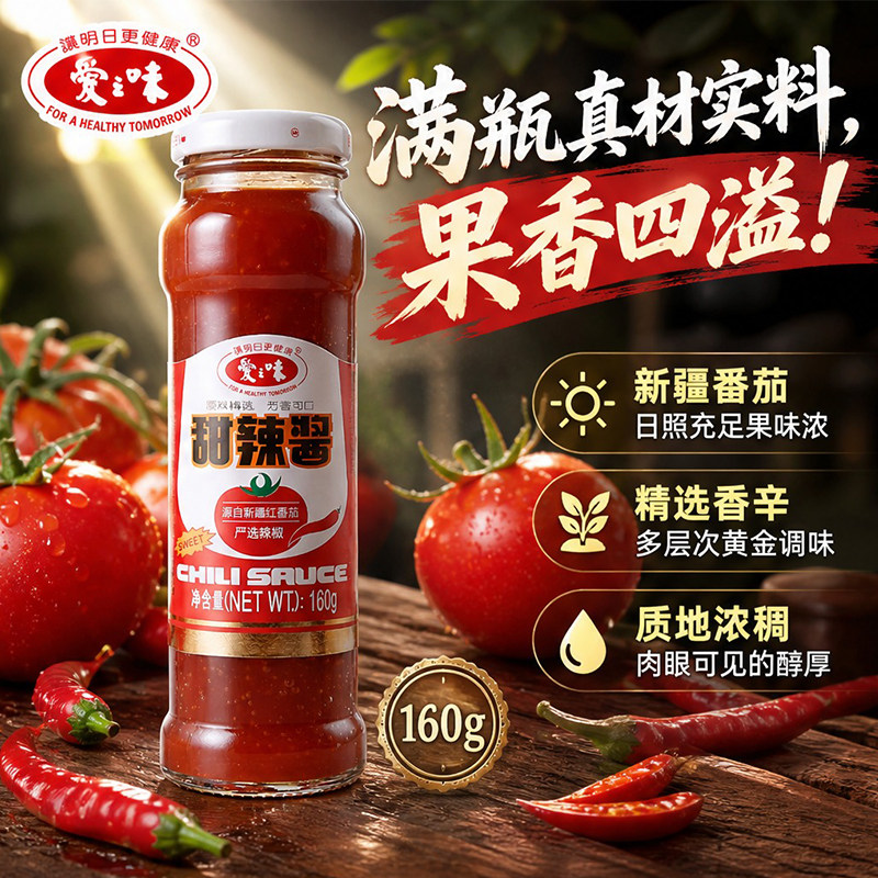爱之味甜辣酱160g炒年糕披萨薯条酸辣酱手抓饼家用解腻下饭调味酱图片